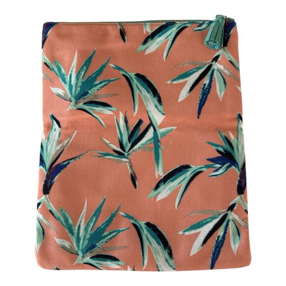 Rachel Pally Tropical Fold Over Reversible Clutch Coral Mint Tassel Floral New - Picture 10 of 11